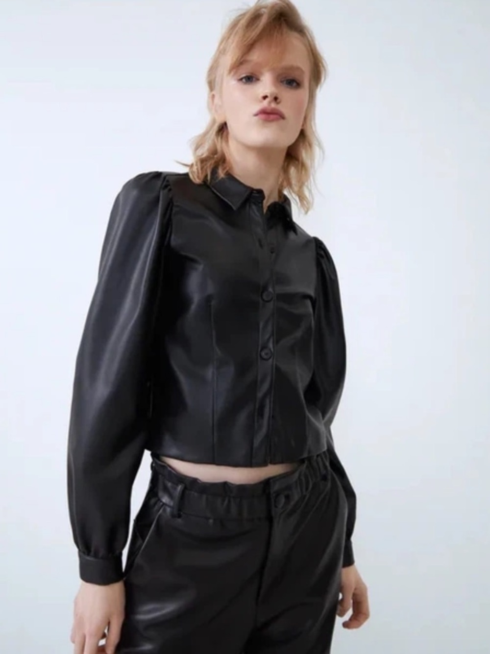 NWOT Zara Black Faux Leather Cropped Jacket XXL - Picture 3 of 14